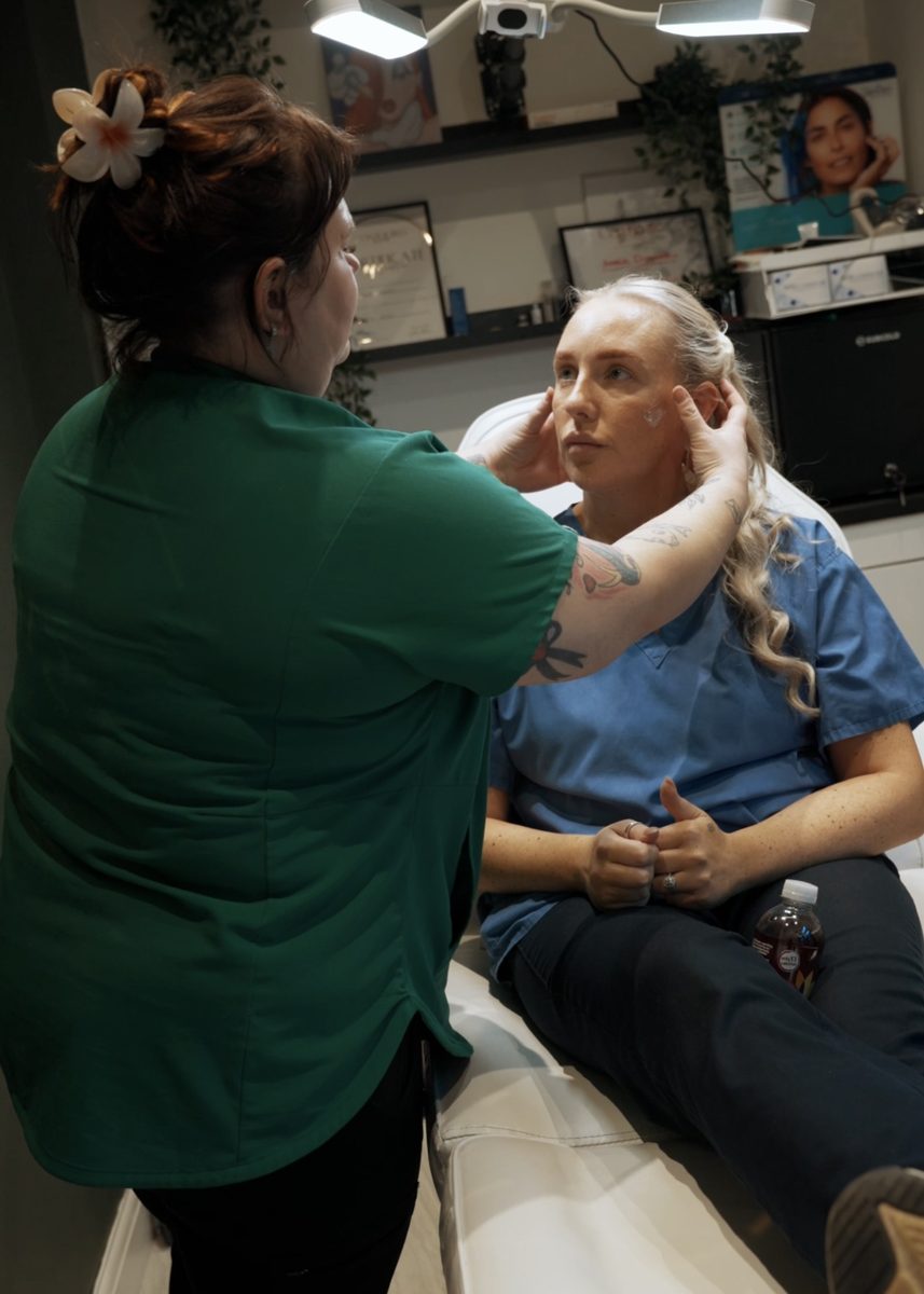 Amelia in consultation with a client